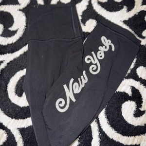 lululemon athletica Black Leggings with Rhinestone 'New York' Script